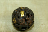 Antique Wood & Gold Ojime Bead, Japan