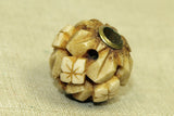 Antique Bone Floral Ojime Bead, Japan