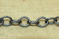 6x7mm Round Oval Oxidized Silver Chain
