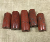 Set of Five Antique Nigerian Red Jasper Beads