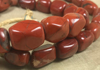 Strand of Large, Gorgeous Antique Nigerian Red Jasper Beads