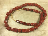 Strand of Large, Gorgeous Antique Nigerian Red Jasper Beads
