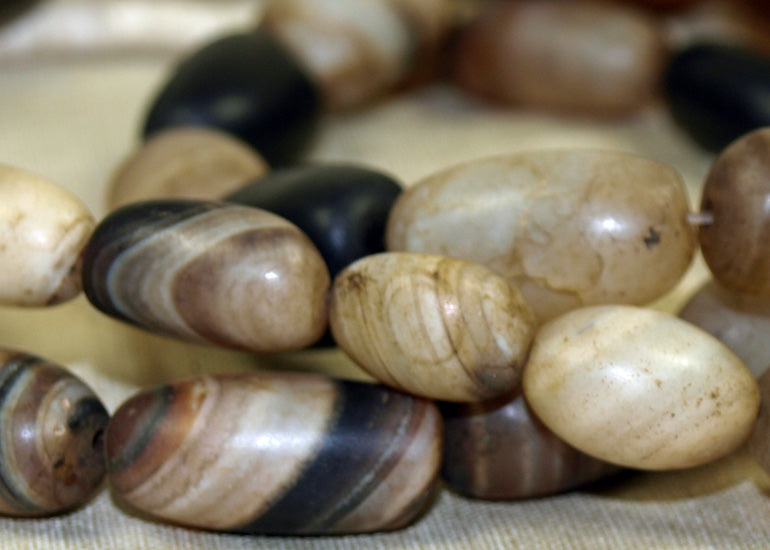 Strand of Striped Agate Beads from India