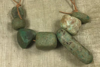 Short Strand of 7 Rare, Ancient Amazonite Beads