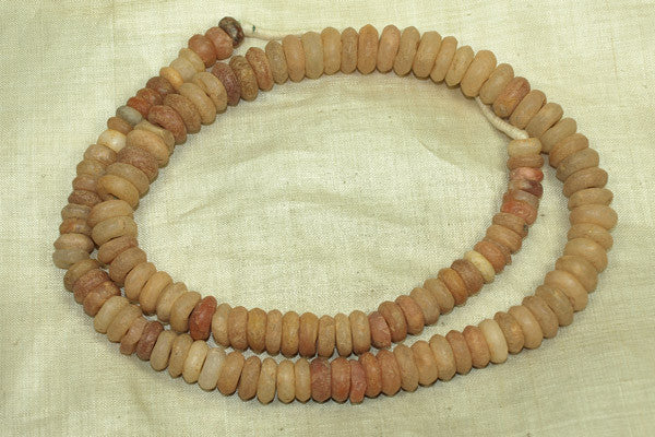 Strand of Ancient Carnelian and Quartz Rondelle Beads