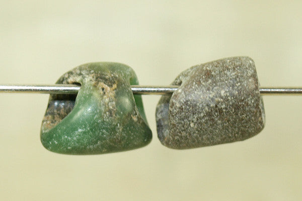 Pair of Dark Green Amazonite Beads