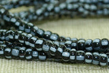 Jet Black with Pale Bluish-white Stripes Seed Beads, 12º