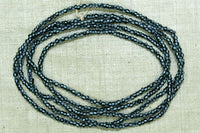 Jet Black with Pale Bluish-white Stripes Seed Beads, 12º