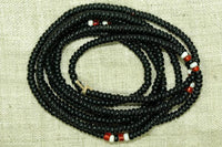 Jet Black with White, Orange seed beads, 10º