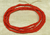 "Greasy" Red-Orange Seed Beads, Old Venetian