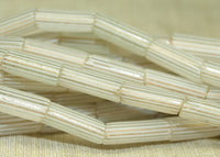 Venetian Gooseberry beads; Clear with White Lines