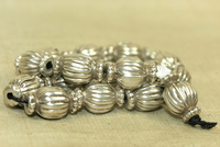 Strand of Small Fluted Silver Beads from India