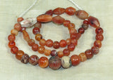 Strand of Hand-Carved Carnelian Beads