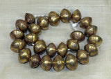 Strand of Large, Rustic Brass Saucer Beads from Mali