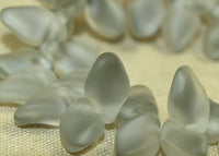 Vintage Grey Matte Leaves German Glass Beads