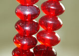 Vintage Czech Ruby Glass Fat Rondelles Beads