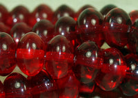 Vintage Czech Ruby Glass Fat Rondelles Beads