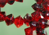 Vintage Czech Ruby Glass Tin-Cut Bicone Beads