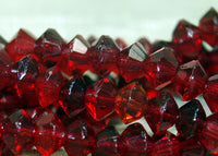 Vintage Czech Ruby Glass Tin-Cut Bicone Beads