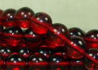 Vintage Czech Ruby Glass Round Druk Beads