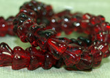 Vintage Czech Ruby Glass Trumpet Flower Beads
