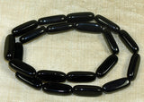 Vintage German Jet Black Beads, 1960's