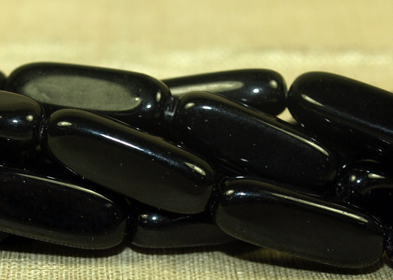 Vintage German Jet Black Beads, 1960's