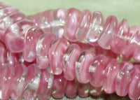 Vintage German Dusty Pink Wavy Rondelles Beads