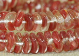 Vintage German Dusty Red Wavy Rondelles Beads