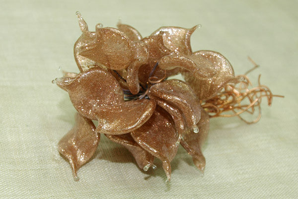 Italian Glass Leaves on a Wire - Bronze with Gold Flecks
