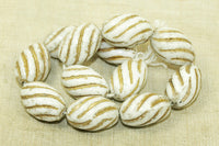 Vintage Czech Glass Beads - 1960s white swirlies