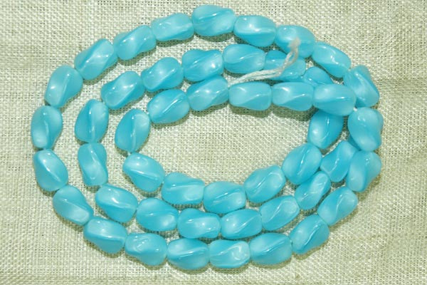 50 Pcs Vintage Japanese Cherry Brand Light Blue Turquoise 8mm Baroque Glass Beads