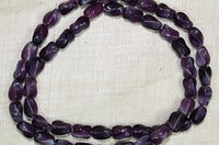 Vintage Czech Glass Beads - Dark Purple w/White Ovals