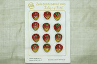 Czech Glass Fruit Buttons; Red Strawberries