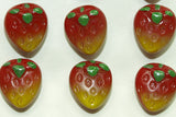 Czech Glass Fruit Buttons; Red Strawberries