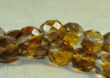 Vintage Amber/Topaz Fire-Polish Czech Beads