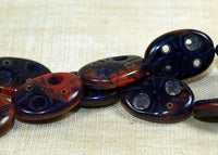 Vintage German Glass Navy/ Brick Pierced Ovals