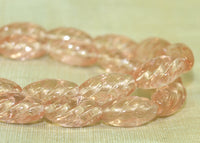 Vintage 1940s German Glass Beads - Peach-Pink Twisted