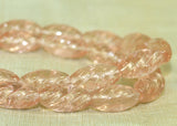 Vintage 1940s German Glass Beads - Peach-Pink Twisted