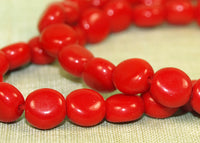 Vintage German Glass Bright Red Puffy Flat Rounds
