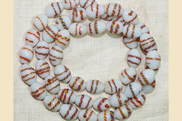 Vintage  Japanese Glass Beads - Candy Cane Ovals