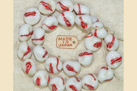 Vintage Japanese Glass Strand, White & Red Pillow