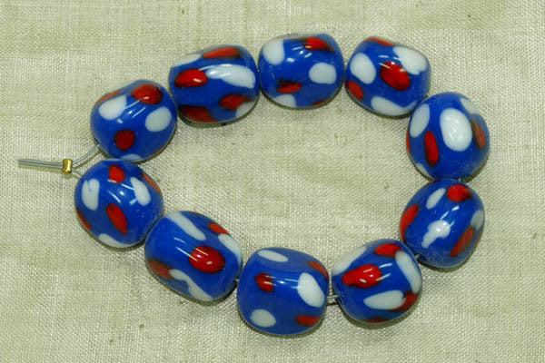 Vintage Japanese millefiore round glass beads. 7mm. Package of 10