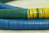 6mm Blue, Green and Yellow Vinyl Disc Beads