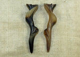 Pair of Shell Carvings, Buffalo Horn, Lou Zeldis Studio