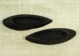 Pair of Small Canoe-shaped Black Palmwood "Pod" Pendants; Lou Zeldis