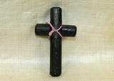 Textured Black Palmwood Cross; Lou Zeldis Collection