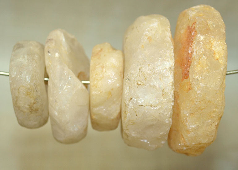 Set of Five Ancient Quartz Beads from Mali; Lou Zeldis Collection