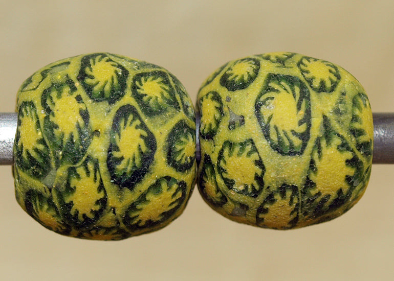 Pair of Vintage Yellow Indonesian Majapahit Beads; Lou Zeldis Component Collection