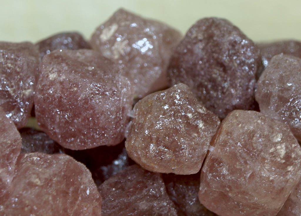 Strand of Large Rough Cut Strawberry Quartz Beads; Lou Zeldis Component Collection